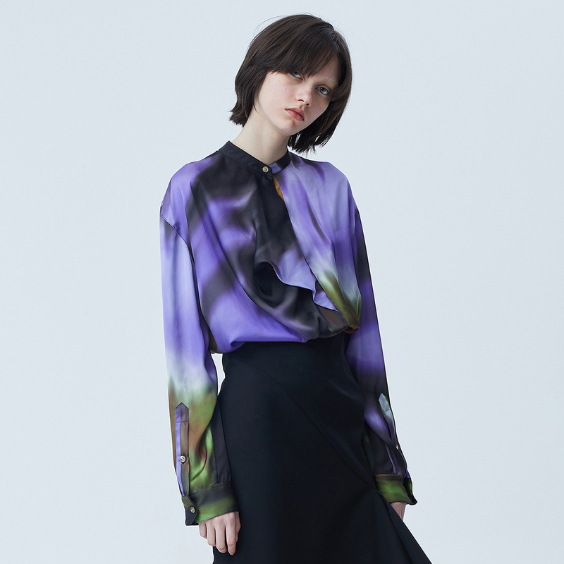 JNBY/江南布衣20夏新品衬衫长袖时尚印花舒适套头上衣女5J7142450